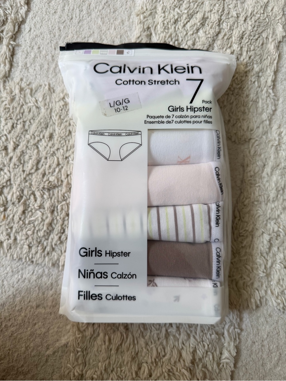Calvin Klein Girls Cotton Stretch Hipster Underwear - 7 Pack Size L 10-12